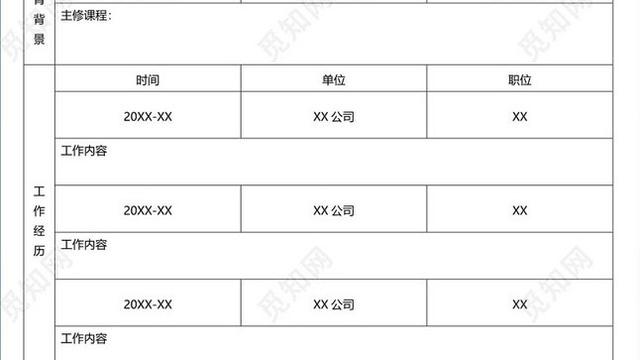 word文档表格制作个人简历