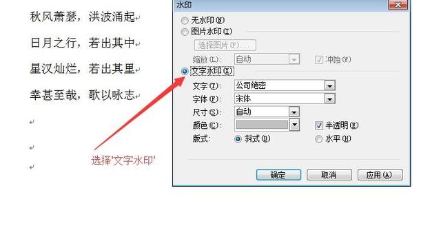word怎么加文字水印