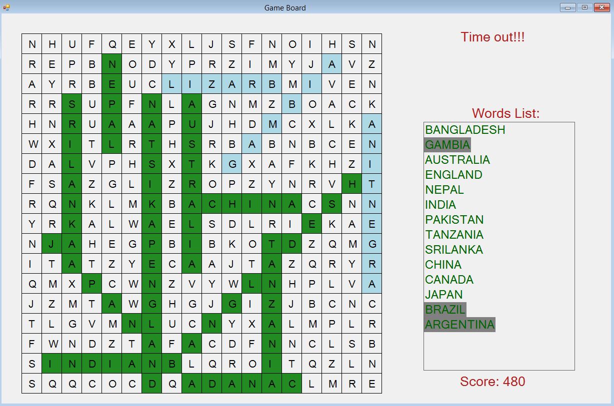 用 C#.NET 编写的一个完整字谜游戏