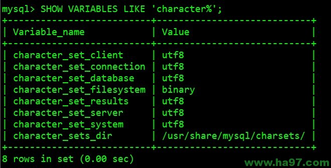 centos操作系统mysql utf8设置