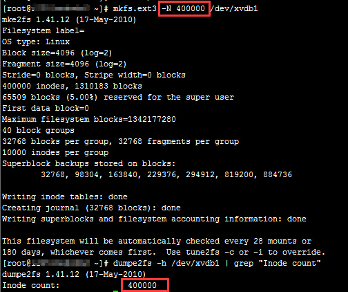 Linux磁盘Inode节点数值设置