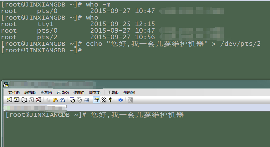 Linux系统向其他终端发送消息