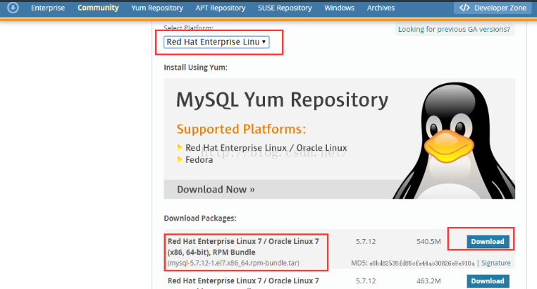 Centos7下使用RPM方式安装Mysql5.7.12