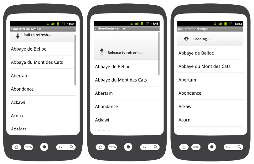 Android下拉刷新组件Android PullToRefresh