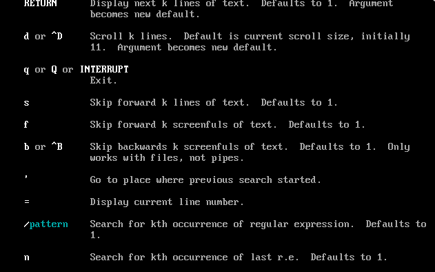 linux more 上一页,下一页