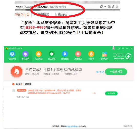 史上最顽固“双枪”木马来袭 360安全卫士独家查杀