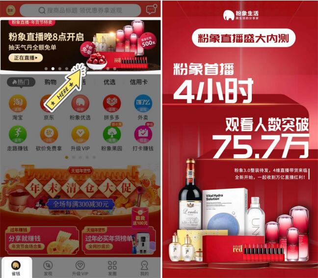 粉象生活试水新领域,开启直播新红利