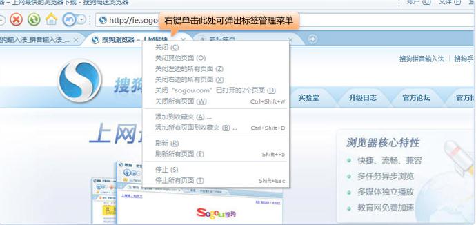 搜狗浏览器如何管理标签