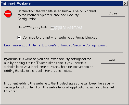 关闭IE的Enhanced Security Configuration功能
