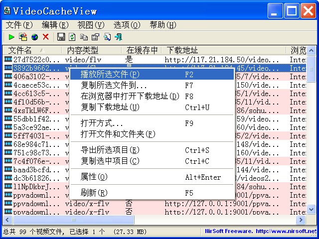VideoCacheView IE视频缓存的提取工具