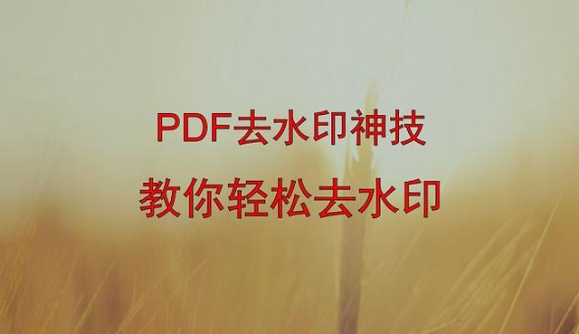 推荐去除pdf水印的软件 pdf去除水印软件