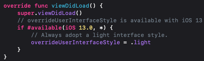 DarkMode 设置关闭 iOS 13, 适用于 XCode 11, XCode 10