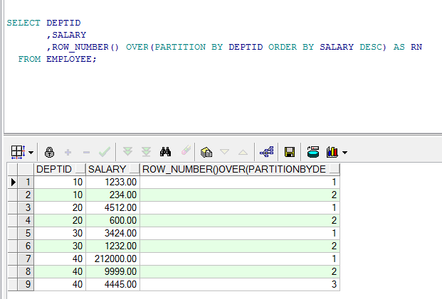 oracle ROW_NUMBER() OVER (PARTITION BY COL1 ORDER BY COL2)