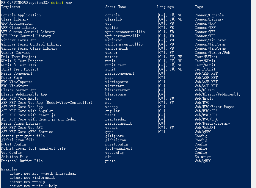 .NET Core自定义项目模板的全过程