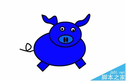 flash怎么绘制宝蓝色的卡通小猪?