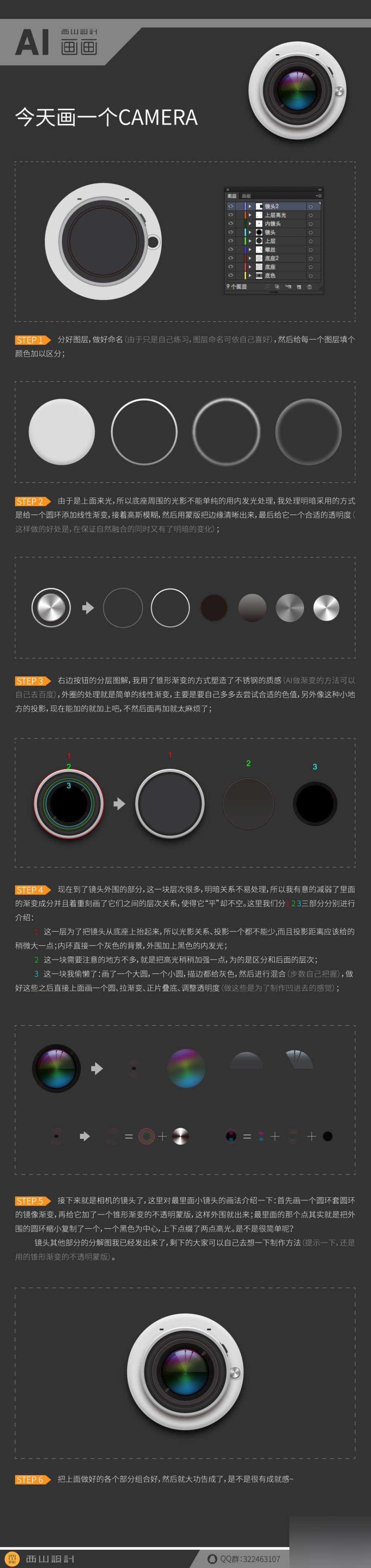 AI绘制一个质感不错的写实相机图标