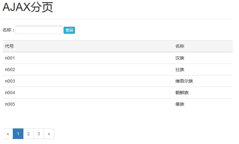 ajax实现分页查询功能