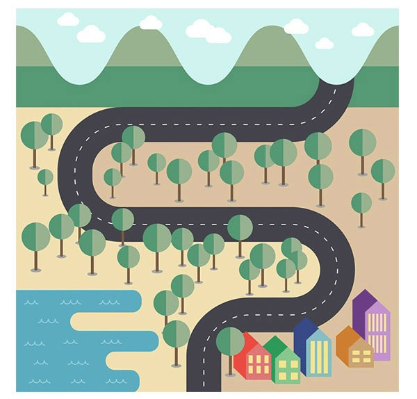 ai绘制一副矢量扁平化3d地图