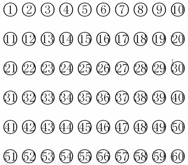急需1到60的带圈数字符号(现成的)!